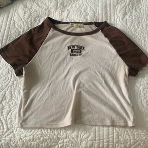 White New York crop top
